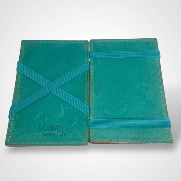 J CREW Inside Out Small Magic Wallet Credit Card Holder Genuine Leather Red Teal - Picture 6 of 7